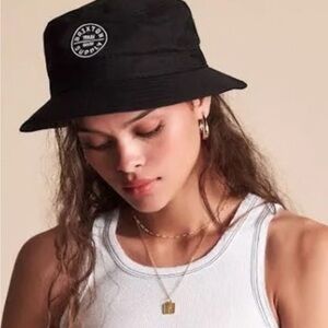 BRIXTON Supply Bucket Hat Black Beach Cotton Size Unisex Medium 90s Y2K